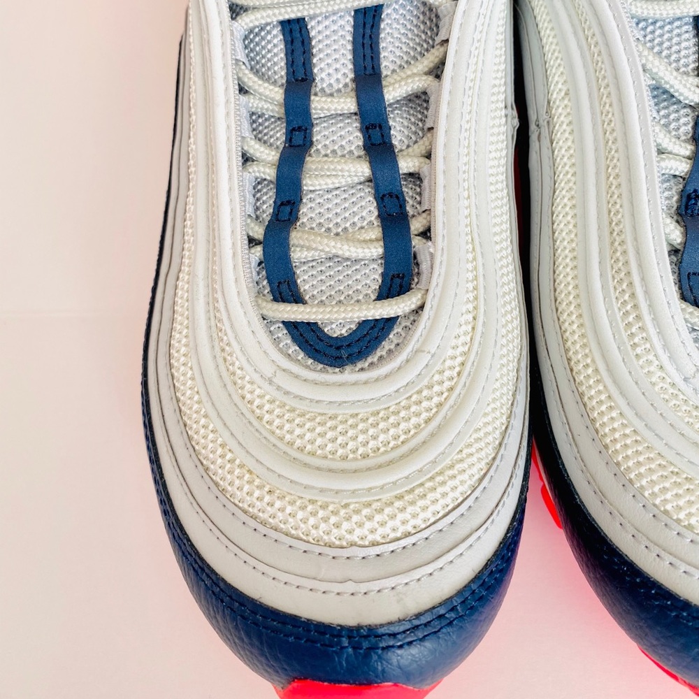 Wmns NIKE Air Max 97 Platinum Navy Orange - Picture 3 of 13
